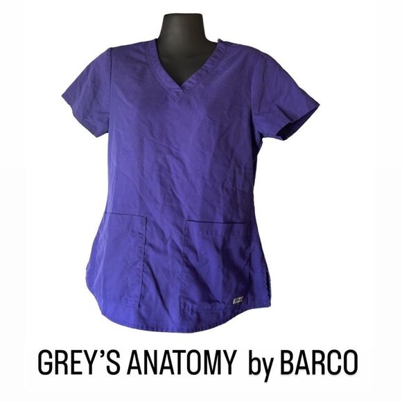 Grey’s Anatomy by Barco purple scrubs top tee short sleeve v neck women’s small - Picture 1 of 8